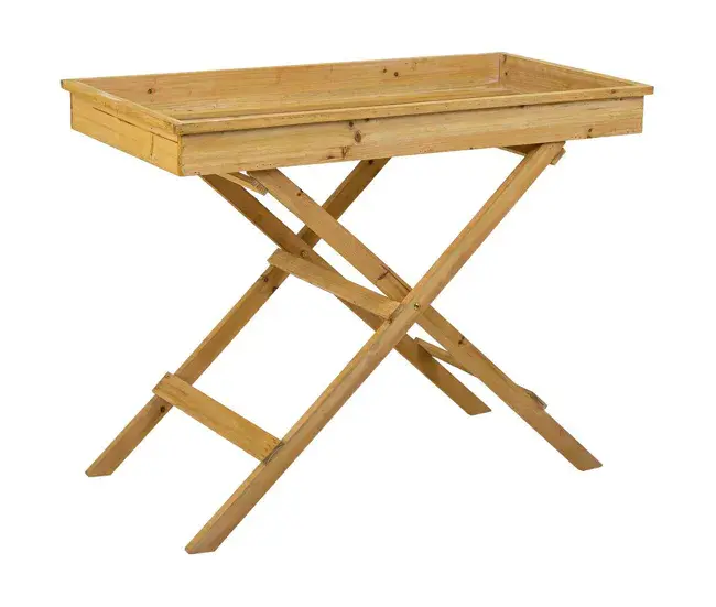 Puff Otomano Mesa de madera marrón 95,5x50,5x79,5