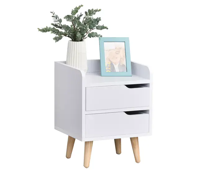 HOMCOM Mesa de Noche Multiusos Mesita Auxiliar para Sala de Estar o Dormitorio con 2 Cajones Espaciosos Patas Elevadas de ...