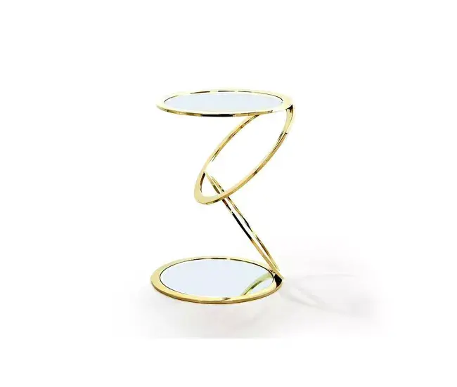 mesa auxiliar acero color dorado serie aros 45cm
