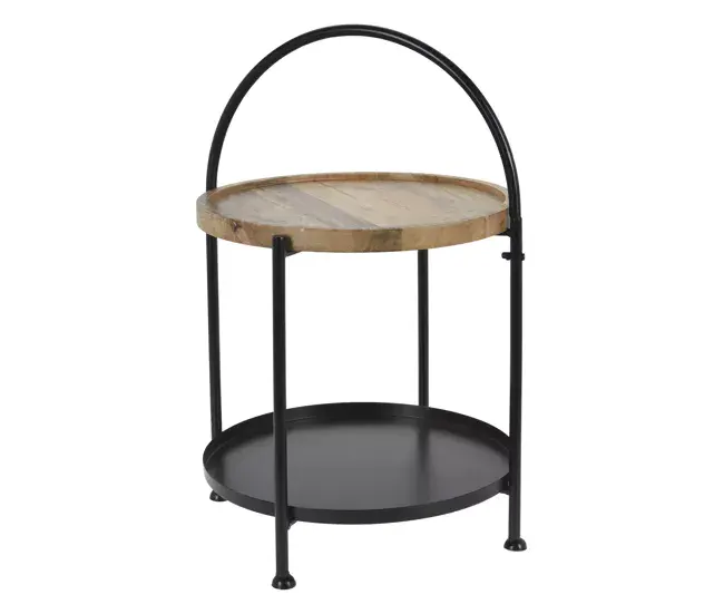 Mesa auxiliar de hierro en color negro y puro de 39x39x55cm