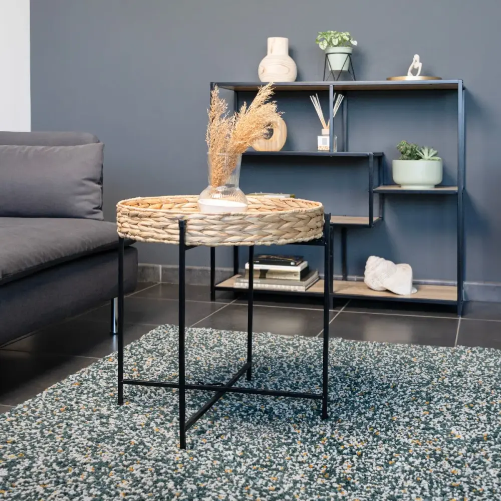 Mesa auxiliar Jacinto MOA Vinthera acero natural/negro 50x46,8x50 cm