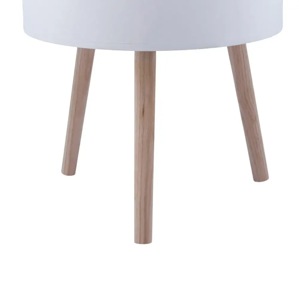 Mesa auxiliar MOA Vinthera con cajón blanco Ø38x43 cm