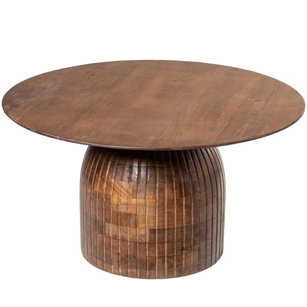 MESA CENTRO ø80CM MADERA MANGO COLOR NOGAL +92310
