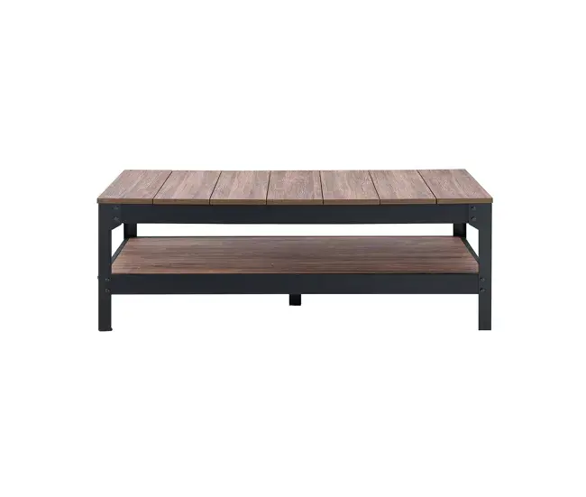 Mesa de centro de acero negro y madera - 117 cm