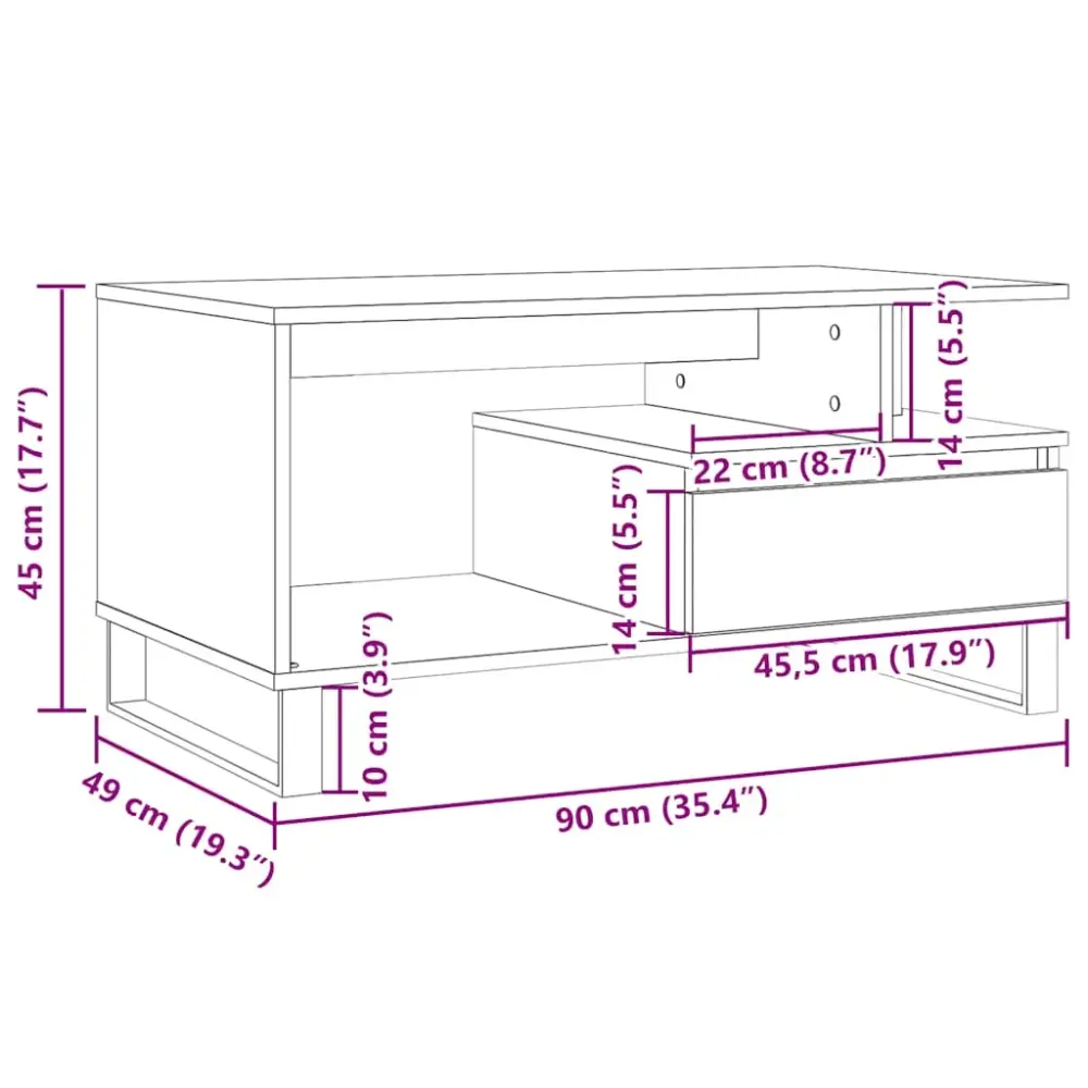 Mesa de centro Cerezo compartimento + 1 cajón 45x90x49 cm