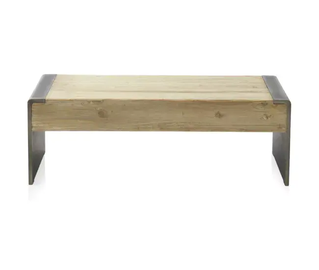 Mesa de centro con chapado de muelles y laterales lacados en color metalizado