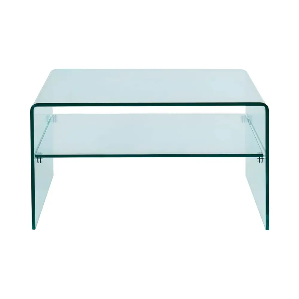 Mesa de centro Dublín cristal templado con estante inferior 35x80x80 cm
