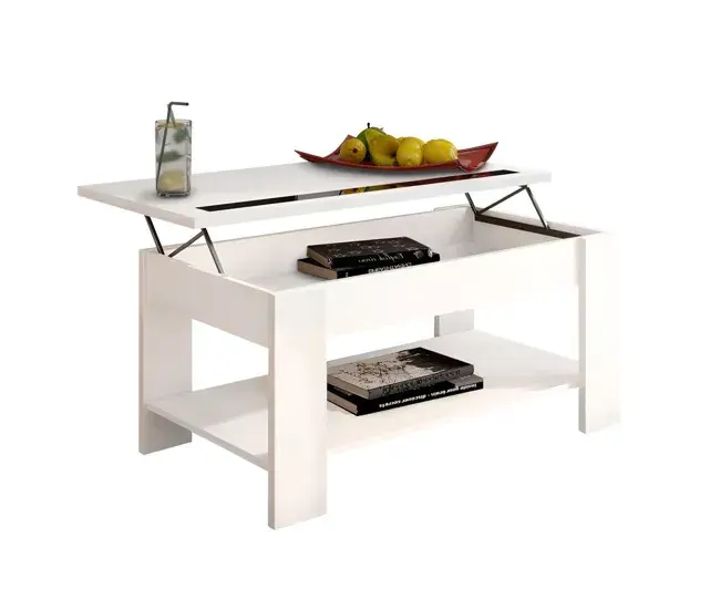Mesa de centro elevable Agueda Blanco 34x90x50 cm