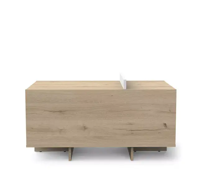 Mesa de centro fija roble y blanco CLAP