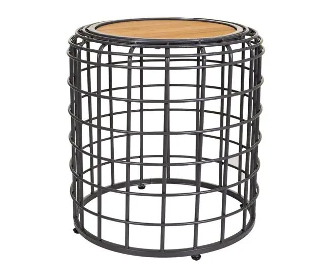 Mesa de centro de metálico y madera negra 44x44x45