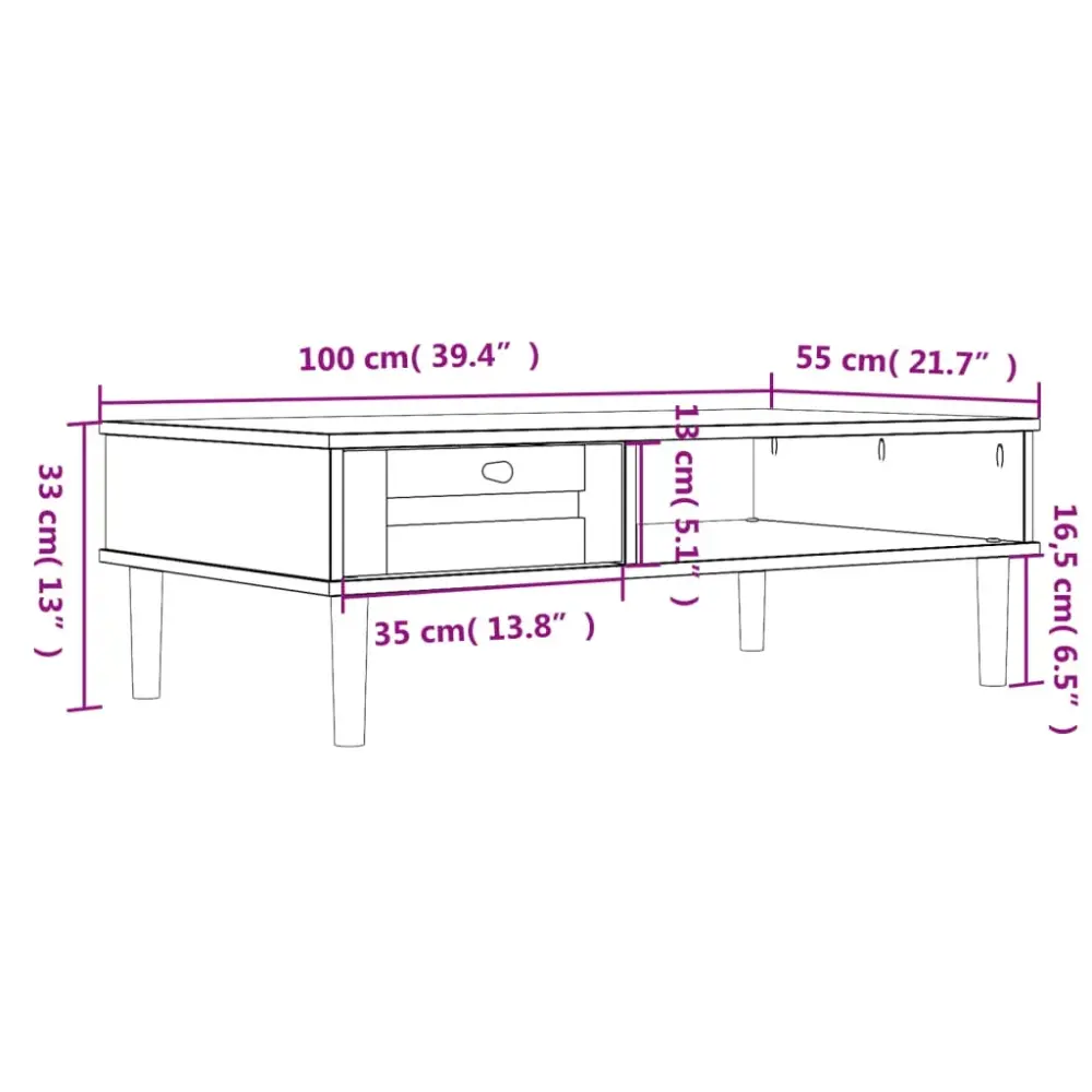 Mesa de centro Senja 1 cajón + 1 hueco 33x100x55 cm