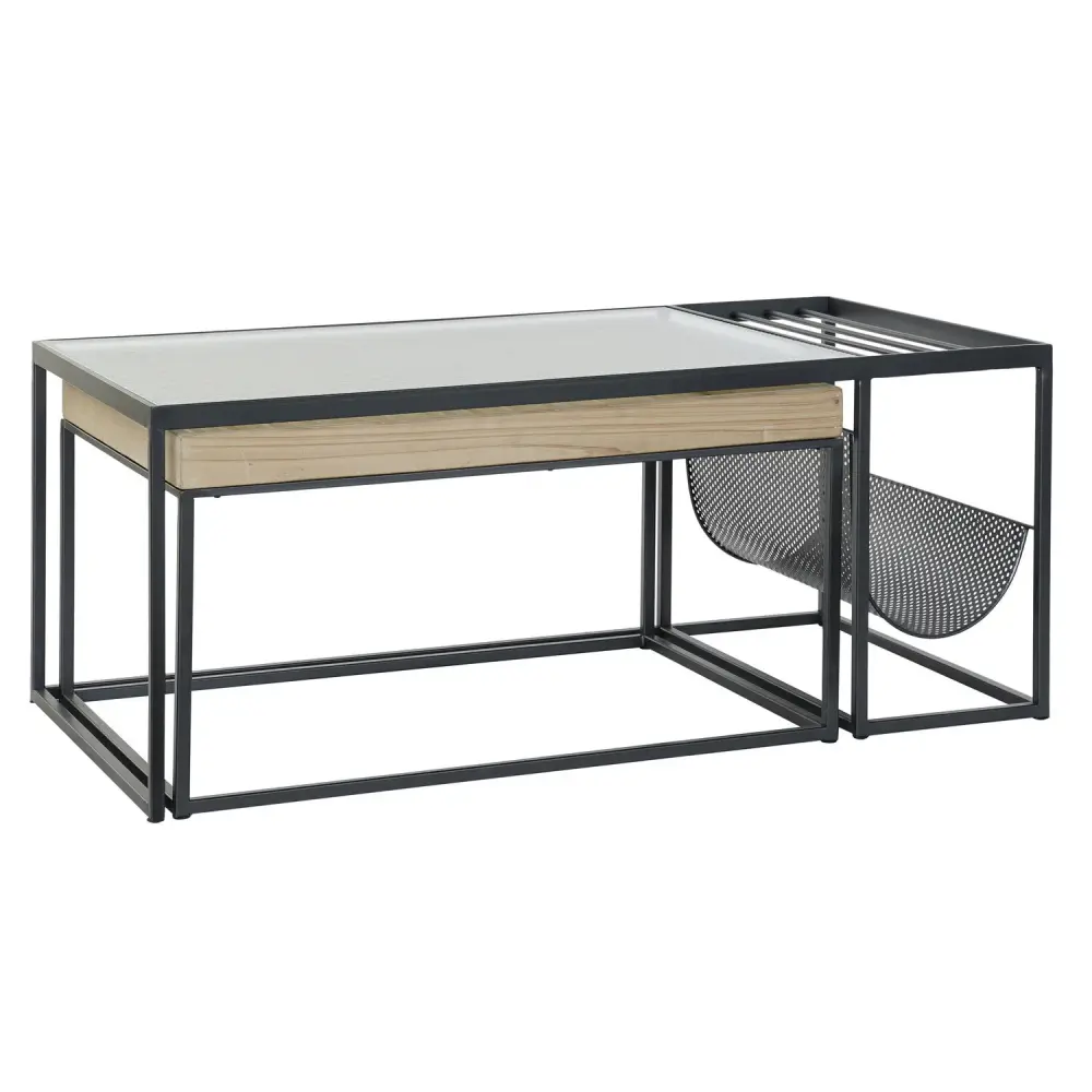 MESA CENTRO SET 2 METAL CRISTAL 110X60X45 PURO