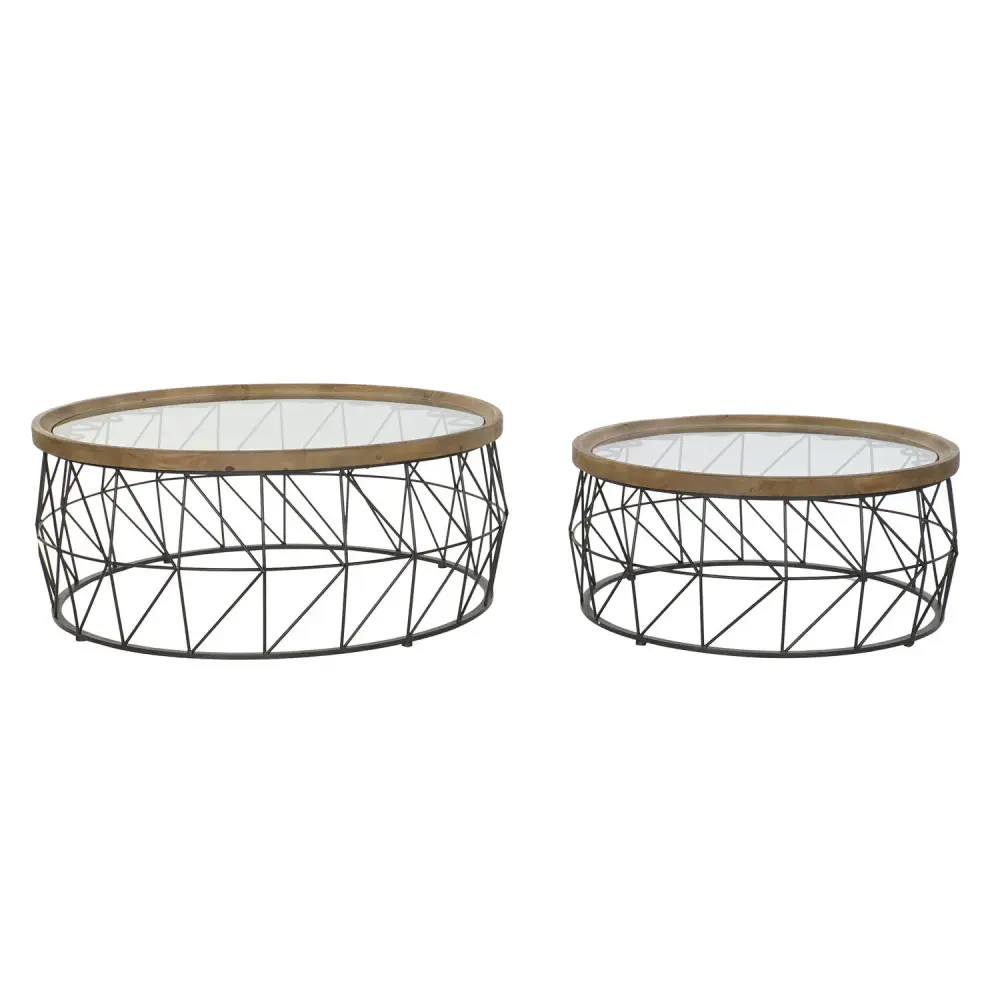 MESA CENTRO SET 2 METÁLICO CRISTAL 100X100X43 CRISTAL