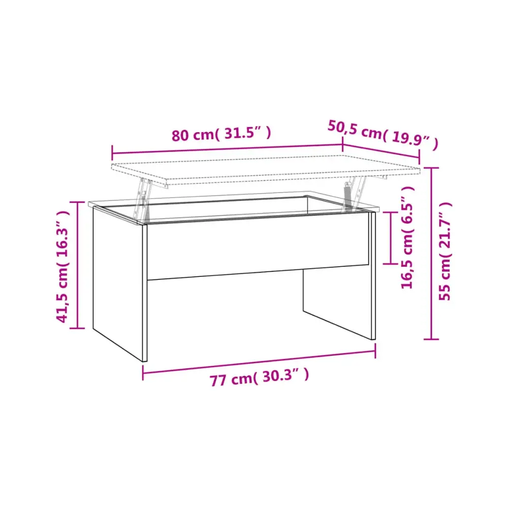 Mesa de centro Zena elevable 41,5-55x80x50,5 cm