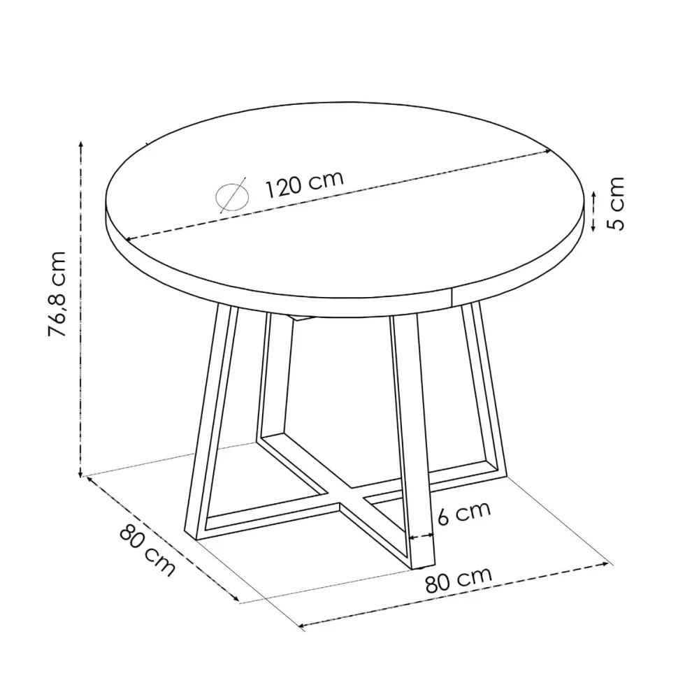 Mesa de comedor Duna redonda nordic/negro Ø120x75 cm