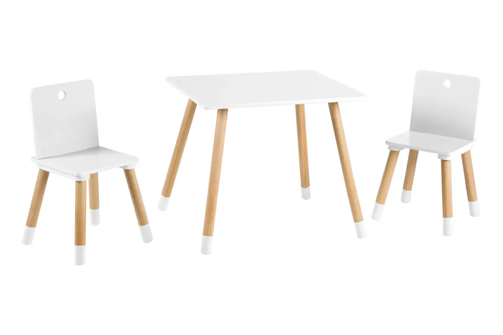 Silla Regulable Ensemble de sièges - Set de 2 chaises + Table d'enfant - Bois blanc laqué
