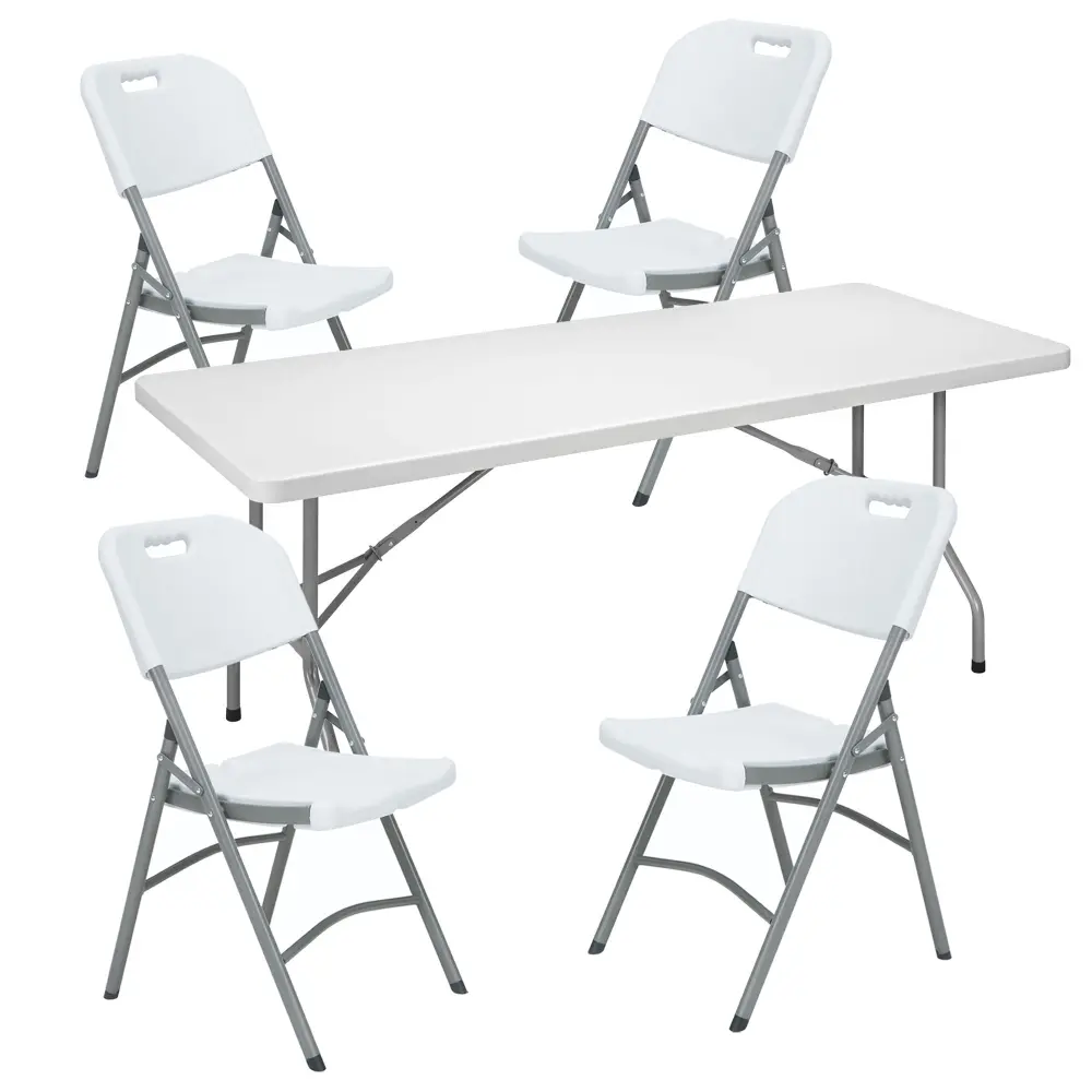 Mueble para Consolas Well home mesa plegable 180x75x74 cm + 4 sillas plegables 51x45x85 cm