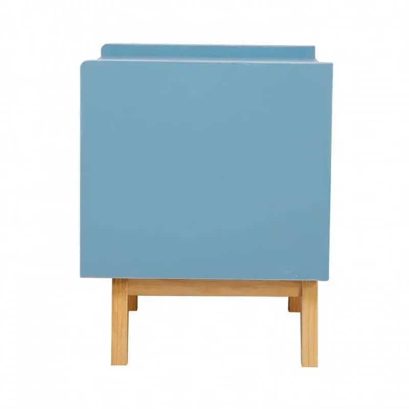 Cabeceira Tapizada Mesita de noche Aura Thinia Home 2 cajones natural/azul 50x45x40 cm