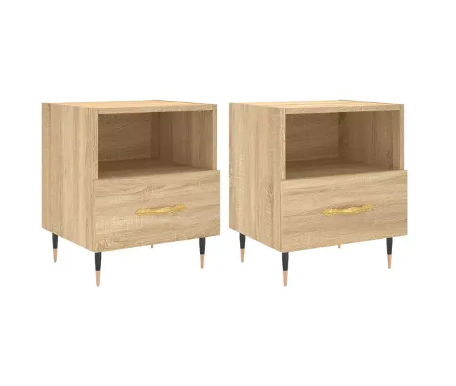 Cama con Cabecera vidaXL Mesita noche 2 uds madera ingenierí roble Sonoma 40x35x47,5 cm