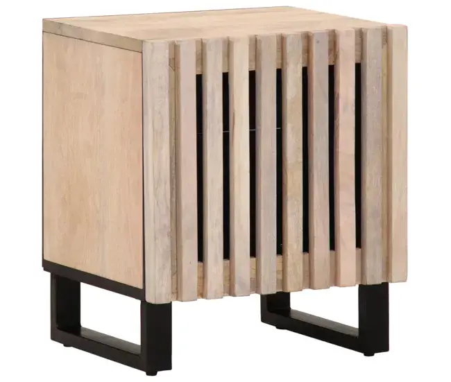 Cama Nido vidaXL Mesita de noche madera maciza mango blanqueado 40x34x46 cm