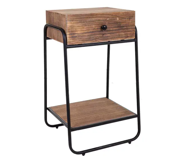 Mesita de madera marrón 43.5x32x73h cm con Cajones con Correderas Suaves