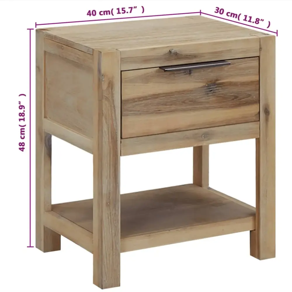 Mesita de noche Livo con cajón + estante madera 48x40x30 cm con Cabecera Acolchada