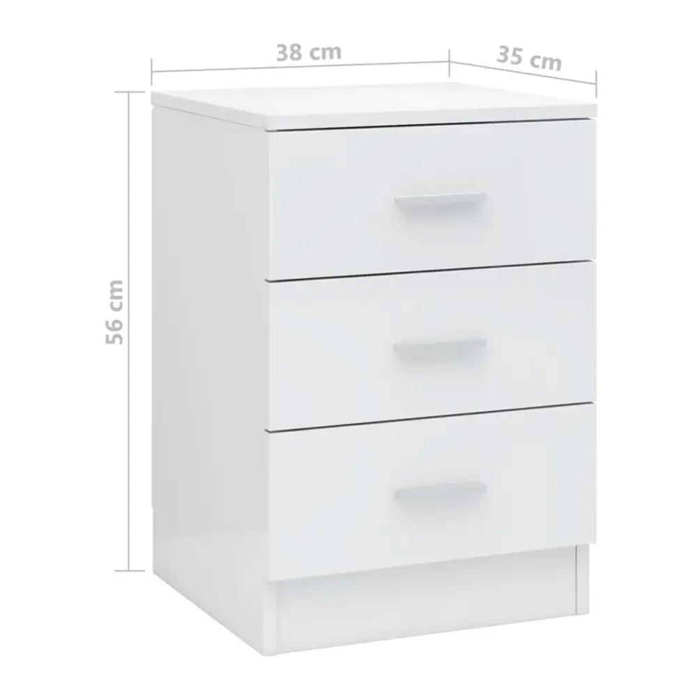 Pack de 2 mesitas de noche 3 cajones con tiradores 56x38x35 cm | Espacioso | Organizado