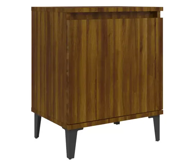 Perchero de Pie vidaXL Mesita de noche con patas de metálico marrón roble 40x30x50 cm