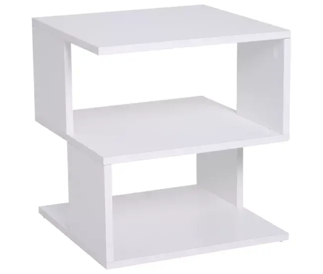 Premium de Madera Maciza HOMCOM Mesa de Centro Mesita de Noche Mesita Auxiliar de 2 Niveles con Estante de Almacenamiento ...