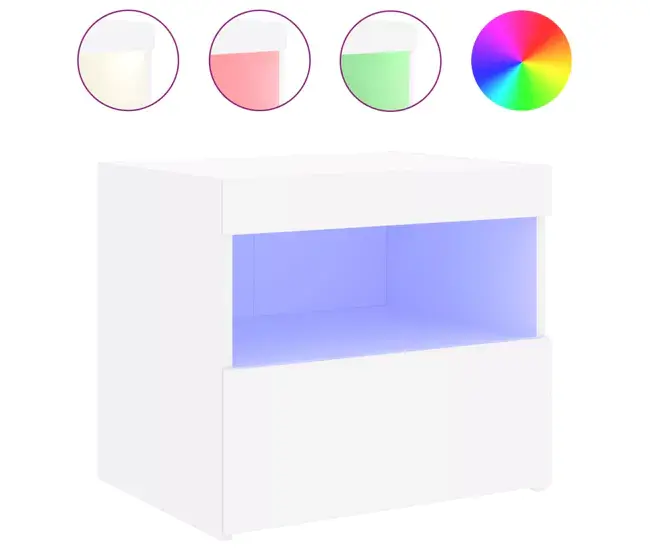 vidaXL Mesita de noche con luces LED gris hormigón 50x40x45 cm | Espacioso | Organizado
