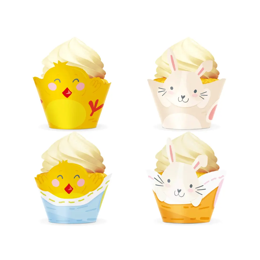 Moldes para muffins de pollo y conejito, 4 uds. poner