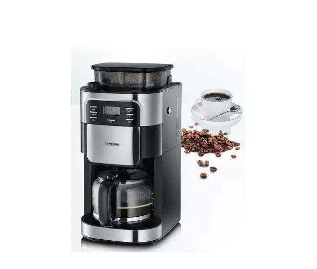 SEVERIN - Cafetera de goteo con molinillo para 10 tazas, Cafetera de filtro / Cafetera americana con jarra de cristal de 1...