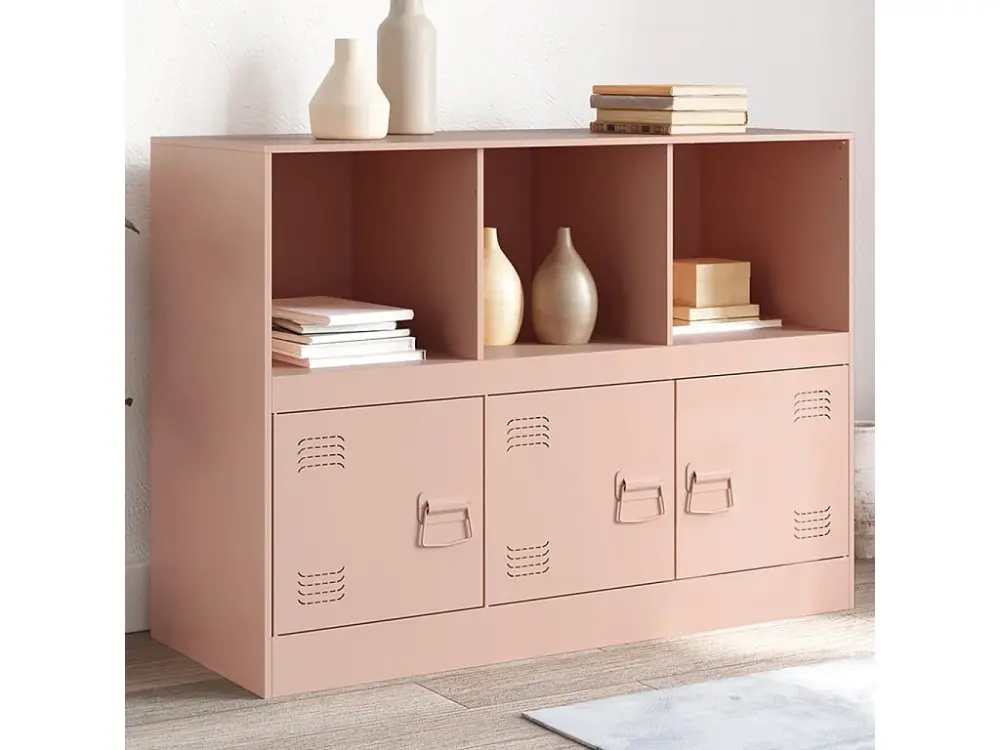 Aparador de acero rosa 99x39x73 cm