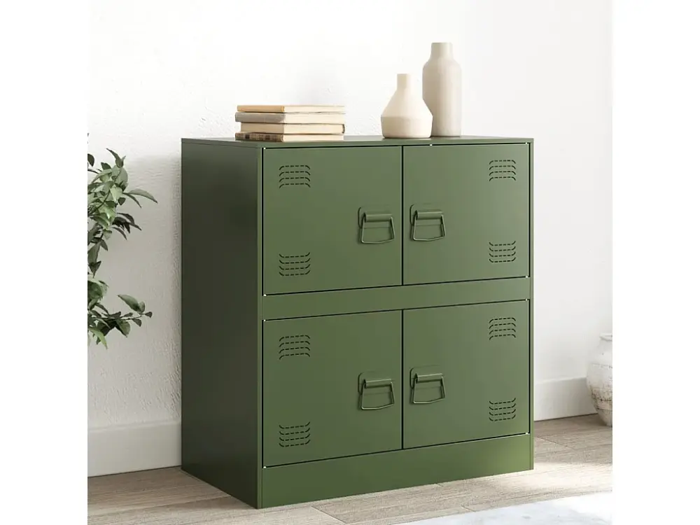 Aparador de acero verde oliva 67x39x73 cm