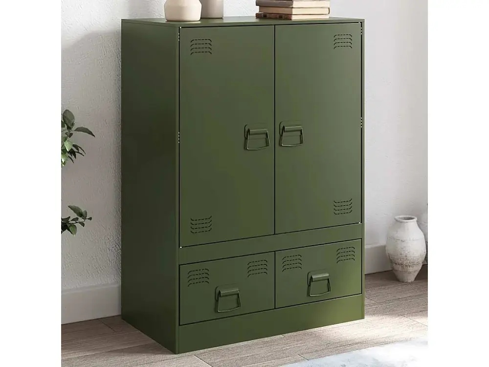Aparador de acero verde oliva 67x39x95 cm