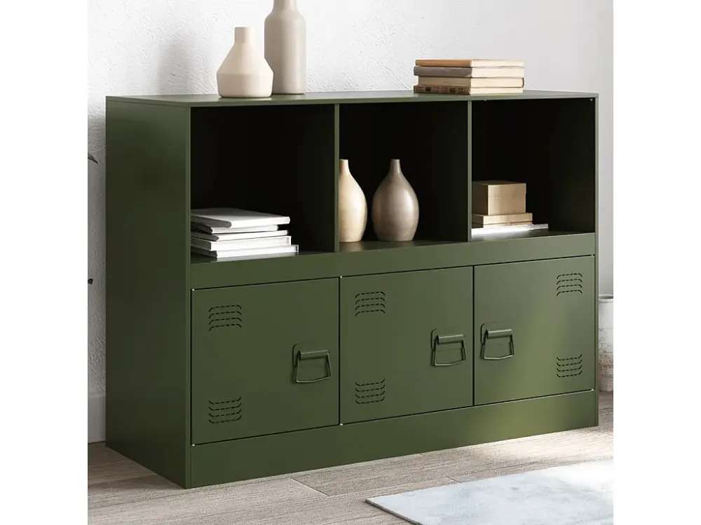 Aparador de acero verde oliva 99x39x73 cm