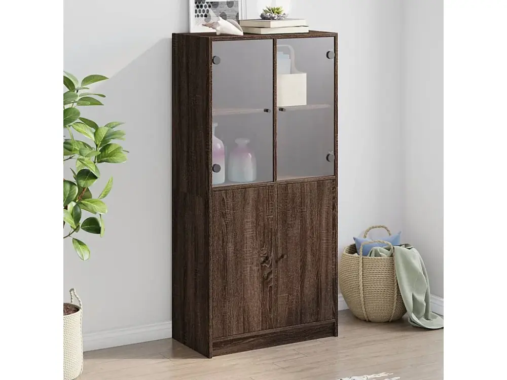 Aparador alto con puertas madera roble marrÃ³n 68x37x142 cm