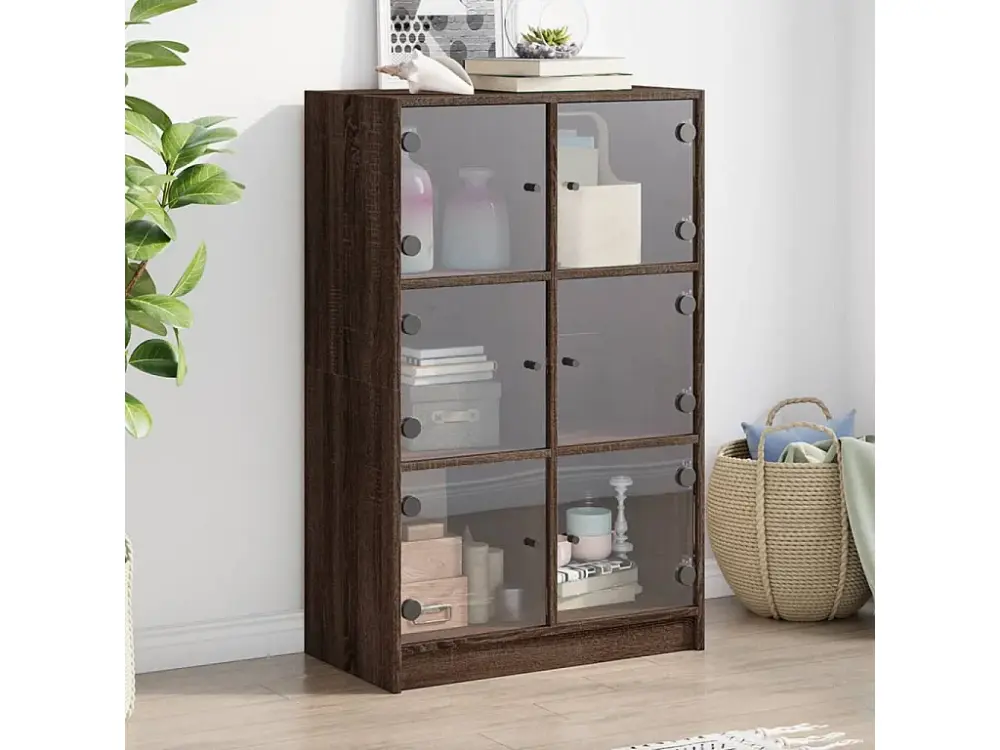 Aparador alto con puertas madera roble marrÃ³n 68x37x109 cm