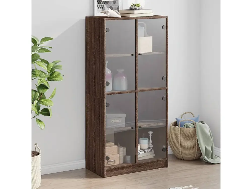 Aparador alto con puertas madera roble marrÃ³n 68x37x142 cm