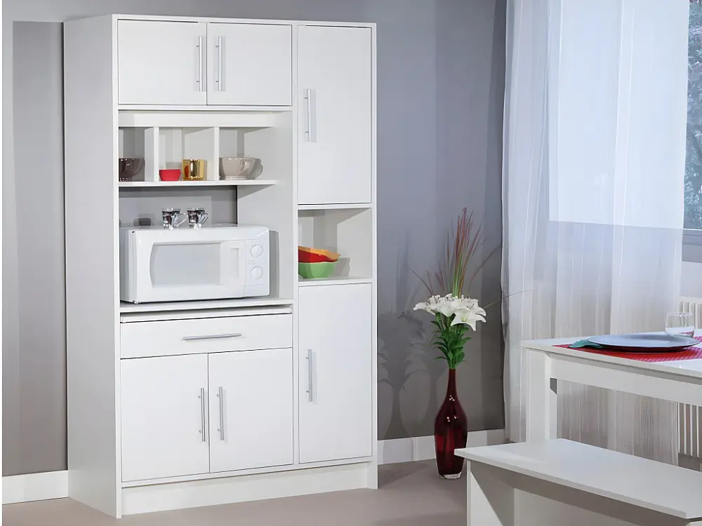 Aparador de cocina 5 puertas 4 huecos color blanco MADY