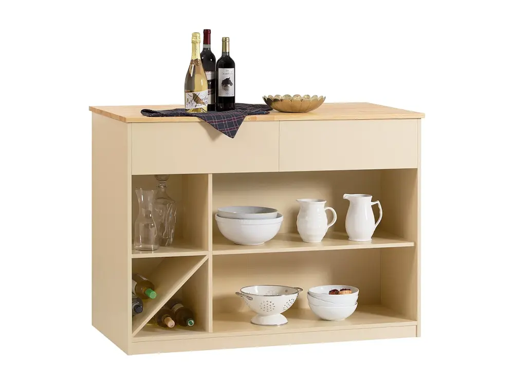 Aparador de Comedor Isla de Cocina con 2 Cajones y Compartimentos cúbicos 120 x 60 x 90 cm KNL04-MI SoBuy ES
