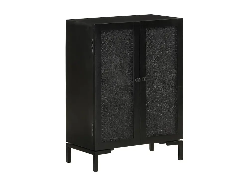 Aparador de hierro y madera maciza de mango negro 55x30x77 cm