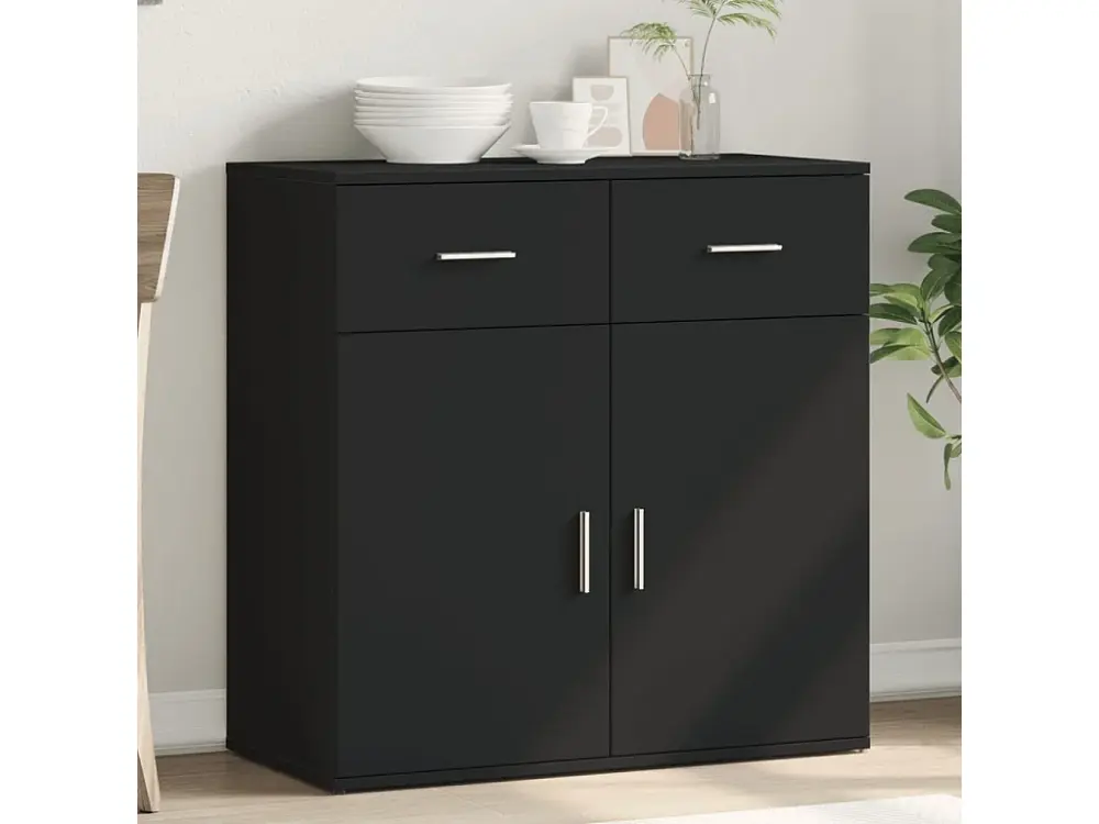 Aparador de madera de ingenierÃ­ negro 79x38x80 cm