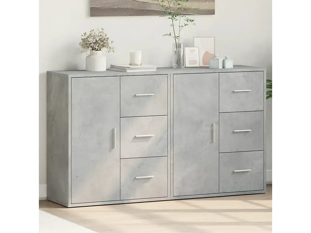 Aparador de madera ingenierÃ­ 2 uds gris hormigÃ³n 60x31x70 cm