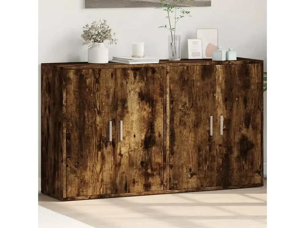 Aparador de madera de ingenierÃ­ 2 uds roble ahumado 60x31x70cm