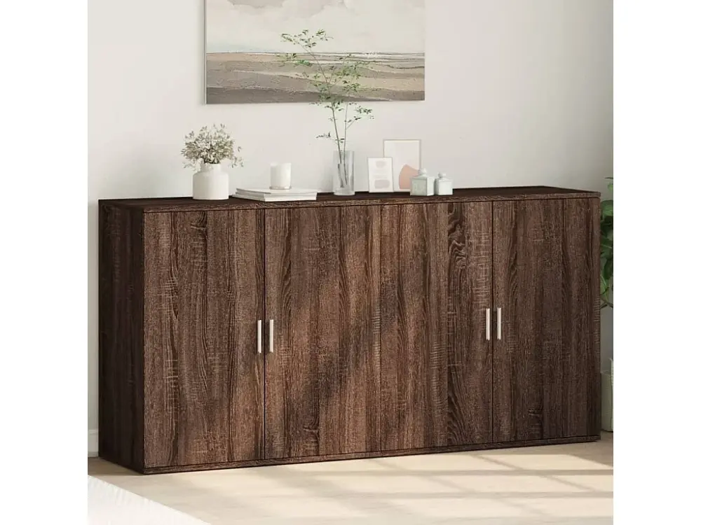 Aparadores 2 uds madera de ingenierÃ­ marrÃ³n roble 79x38x80 cm