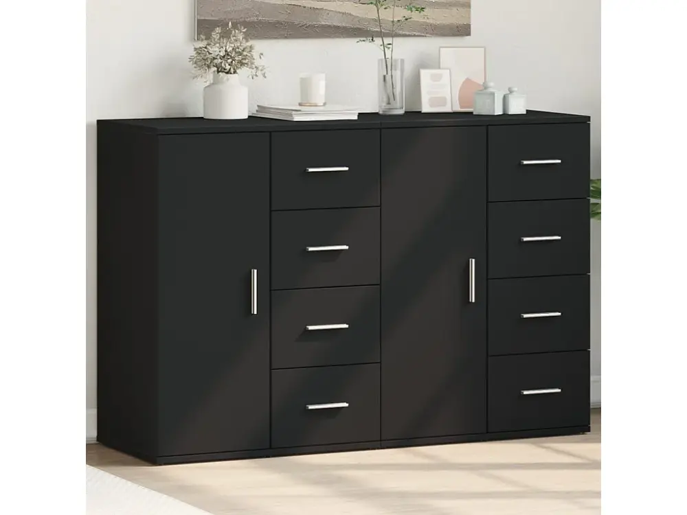 Aparadores 2 uds madera de ingenierÃ­ negro 59x39x80 cm