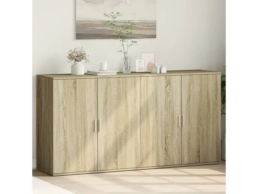 Aparadores 2 uds madera de ingenierÃ­ roble Sonoma 79x38x80 cm