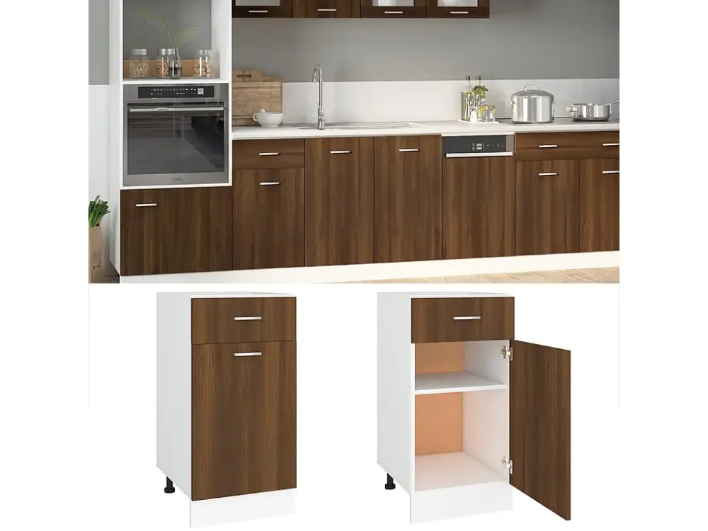 Armario bajo cocina madera ingenierí marrón 40x46x81,5 cm