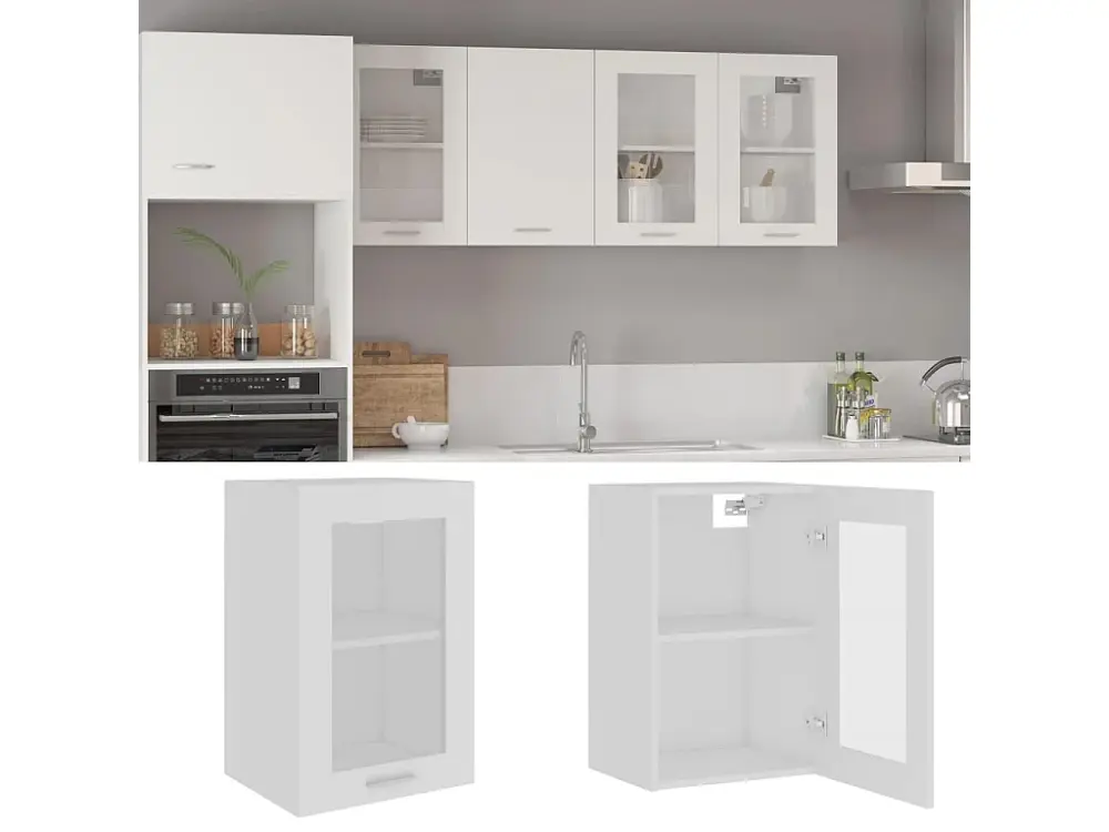 Armario colgante vidrio madera ingenierí blanco 40x31x60 cm